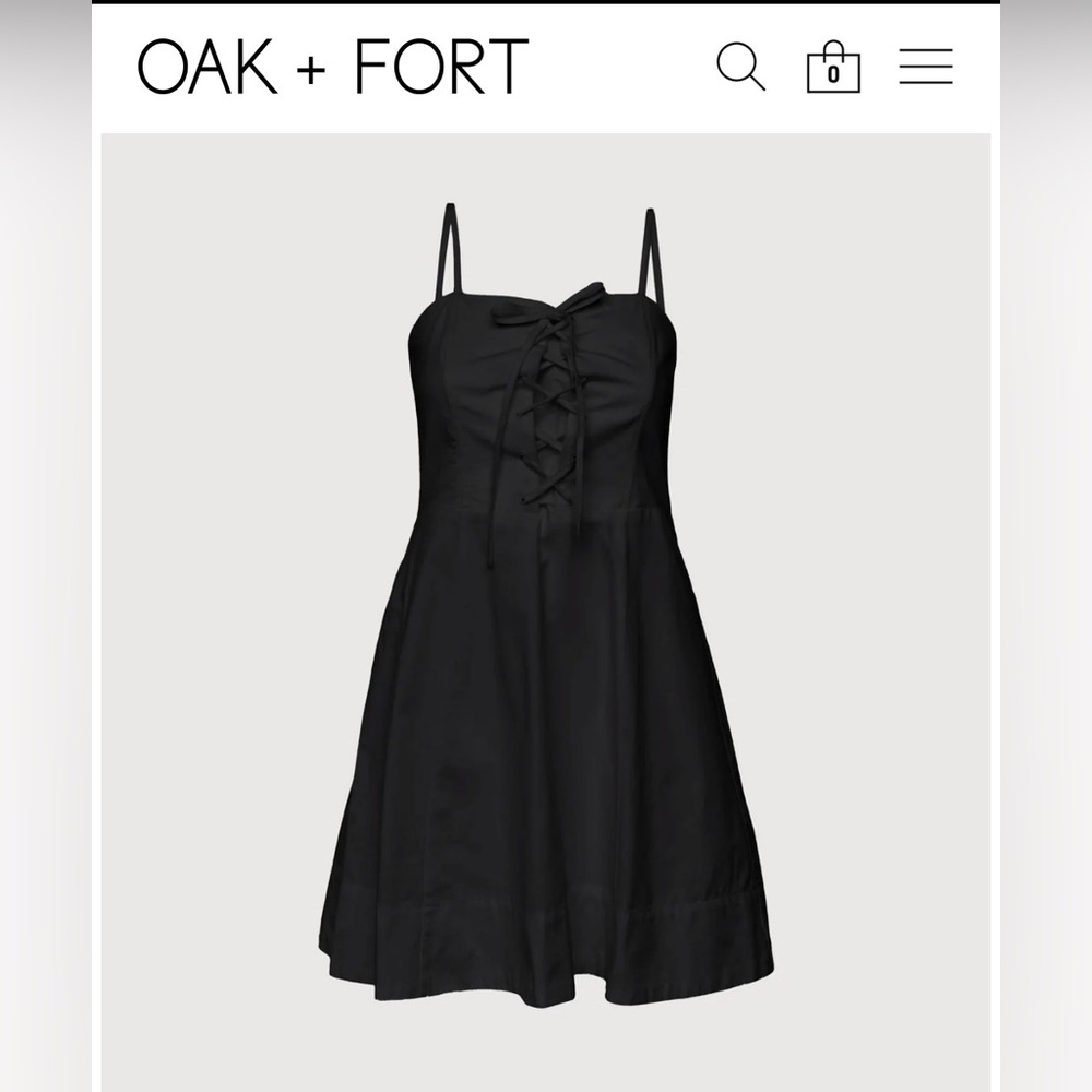 OAK + FORT Black Lace-Up bustier mini dress size 0